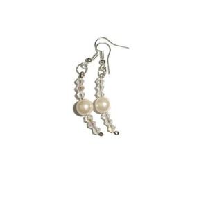 Curved crystal and pearl earrings Swarovski